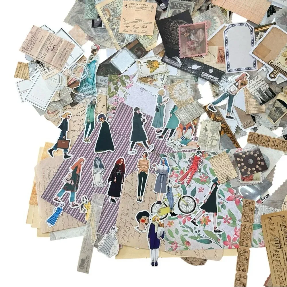 Junk Journal Bundle Assorted Crafting Scrapbook Supplies Stickers Ephemera.